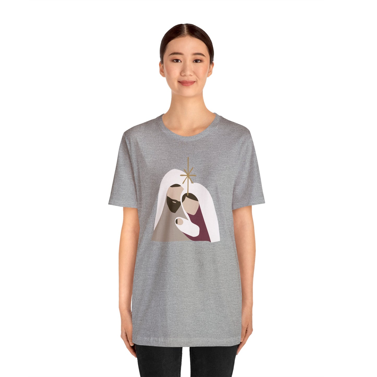 Holy Family Christmas Christian Bella Jersey Short Sleeve Tee (Unisex)