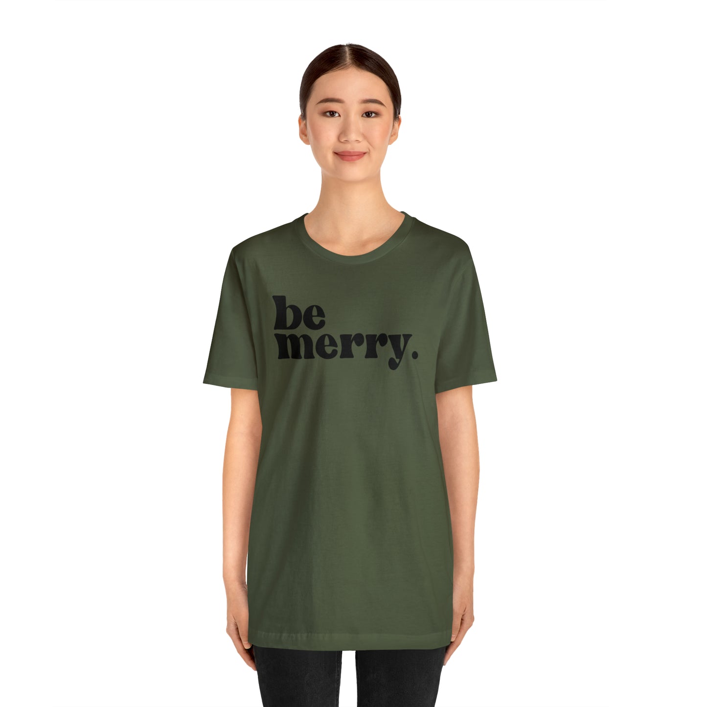 Be Merry Christmas/ Holiday Bella Jersey Short Sleeve Tee (Unisex)