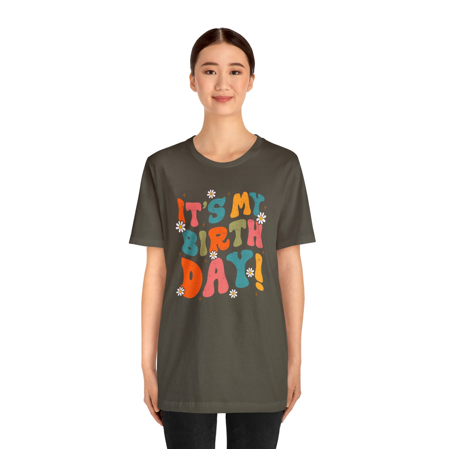 Distressed It's My Birthday Colorful Daisy T-Shirt