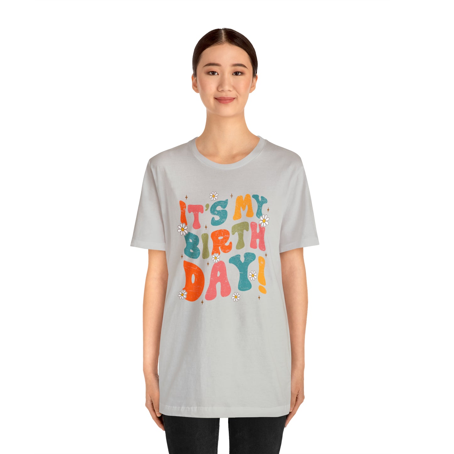 Distressed It's My Birthday Colorful Daisy T-Shirt