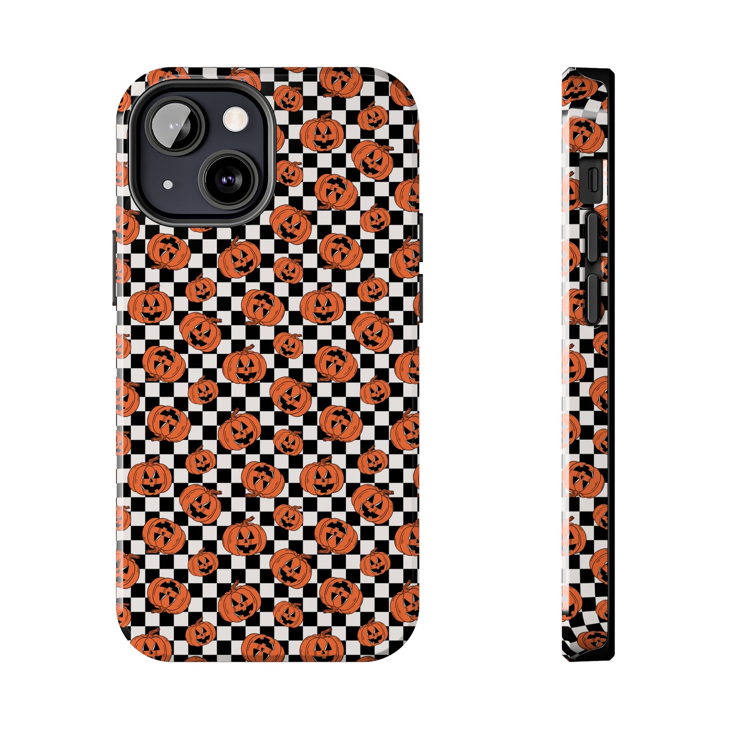 Pumpkin / Jack-O-Lantern Checkerboard Halloween/ Fall Patterned Tough Phone Cases