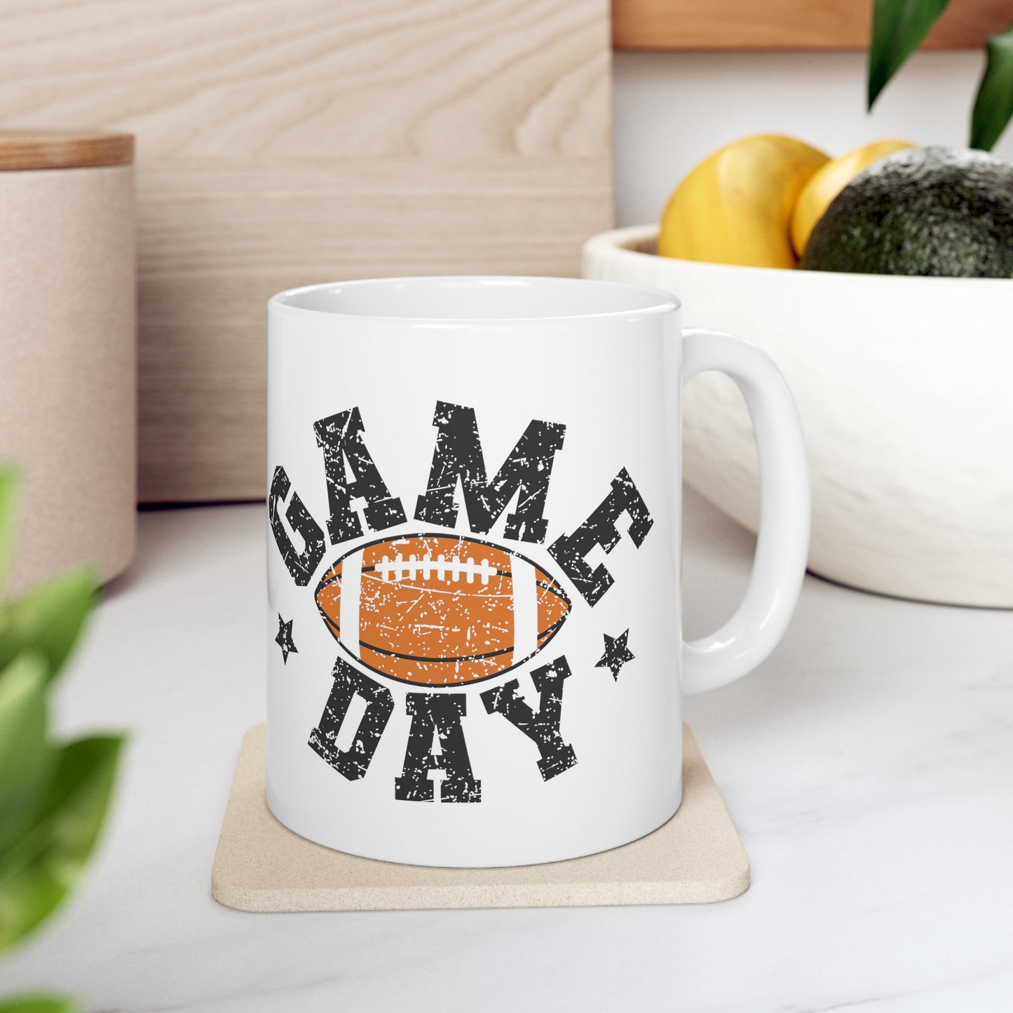 Game Day Football Ceramic Mug 11oz - White