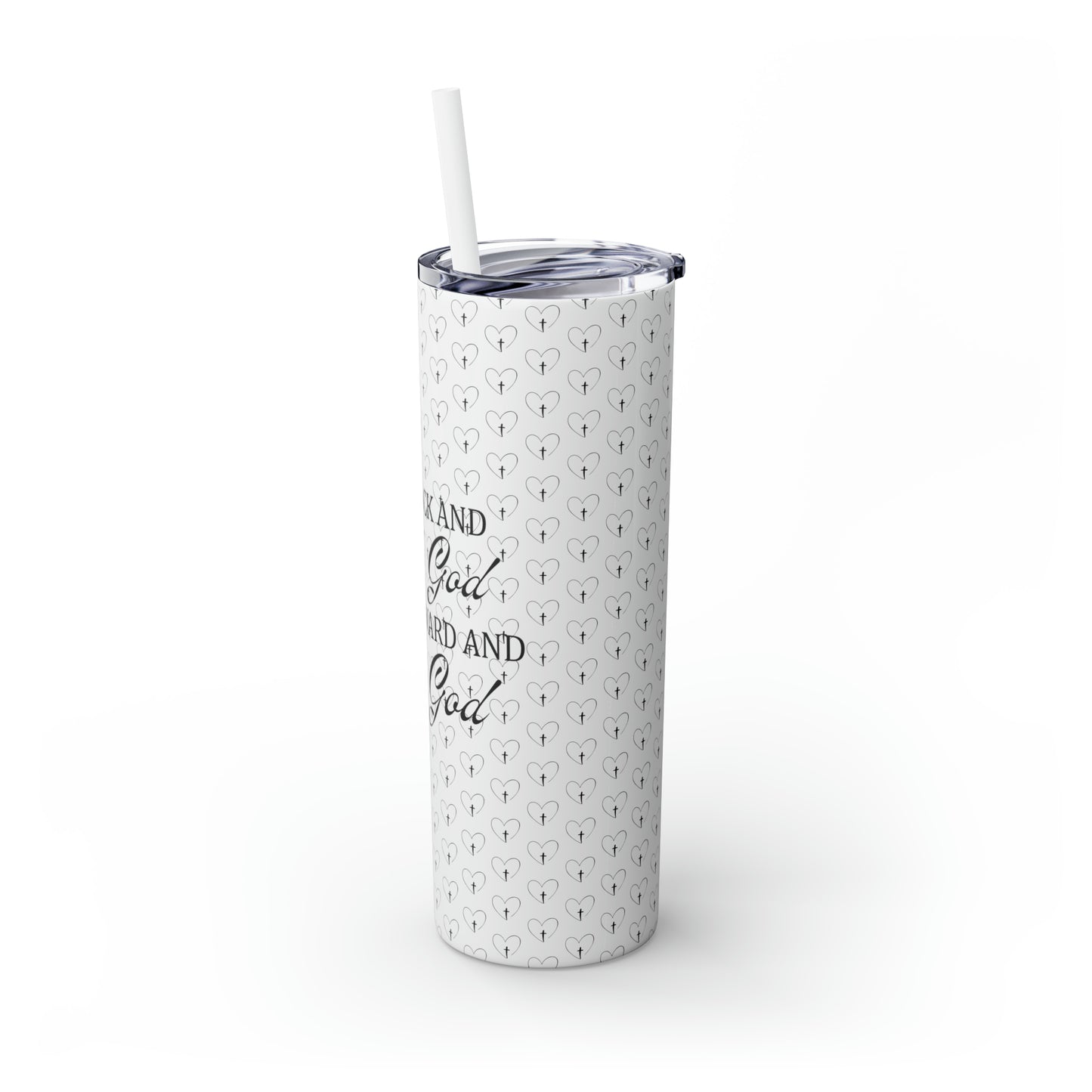 Look Back and Thank God Look Forward and Trust God Christian Skinny Tumbler with Straw, 20oz