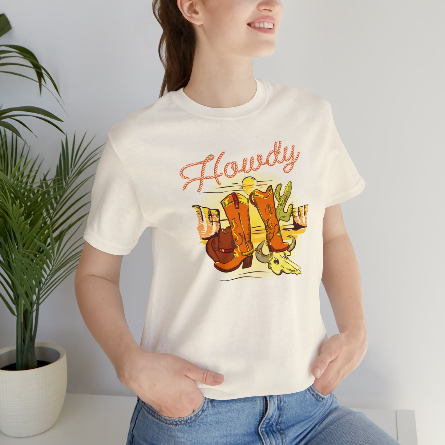 "Rope Howdy with boots" Unisex Jersey Short Sleeve Tee