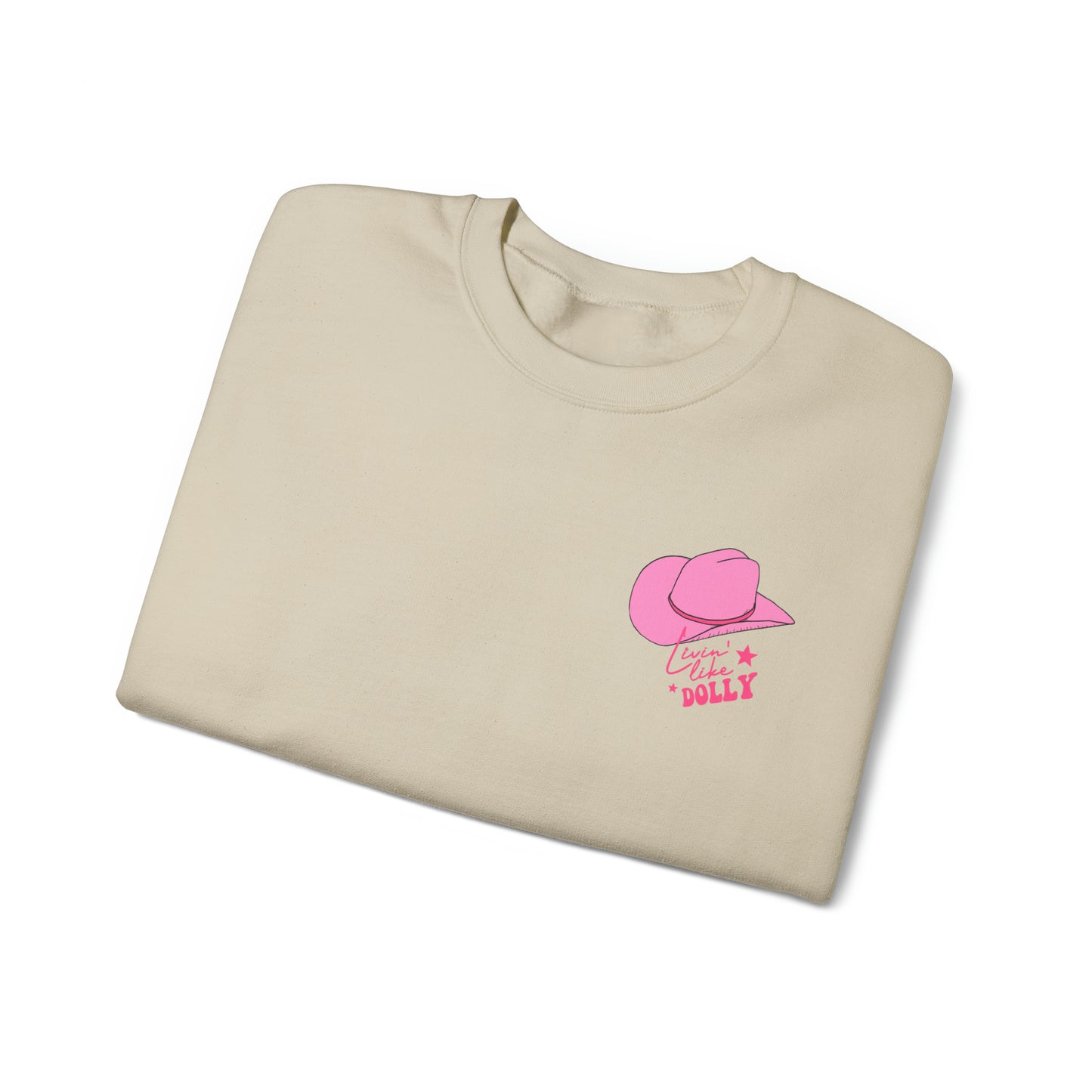 "Living Like Dolly/ What Would Dolly do?" (Front & Back Design) - Unisex Heavy Blend™ Crewneck Sweatshirt