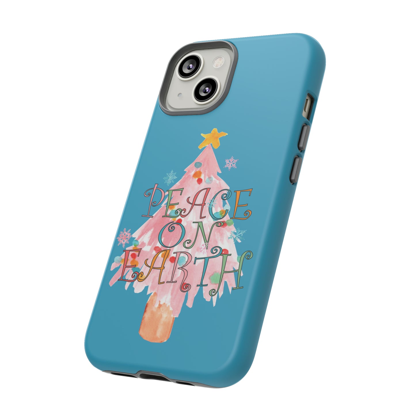 Peace on Earth Christmas/ Holiday Apple iPhone Tough Cases - Turquoise