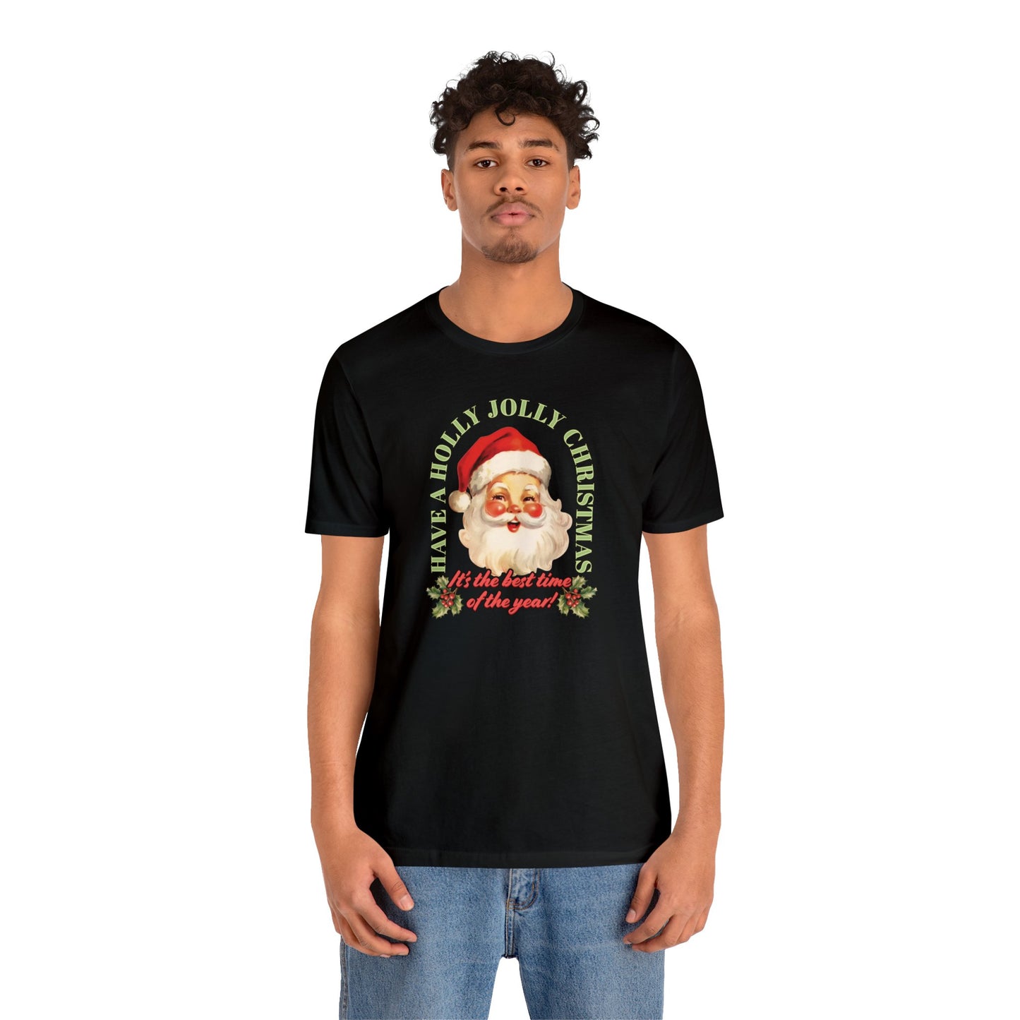 Have a Holly Jolly Christmas Arched Classic Santa Bella Jersey Short Sleeve Tee (Unisex)