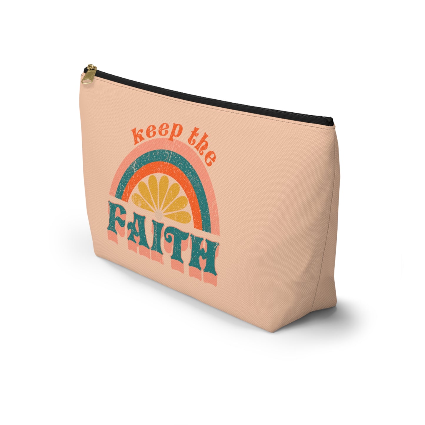 Christian Keep the Faith Print Design Accessory Pouch w T-bottom