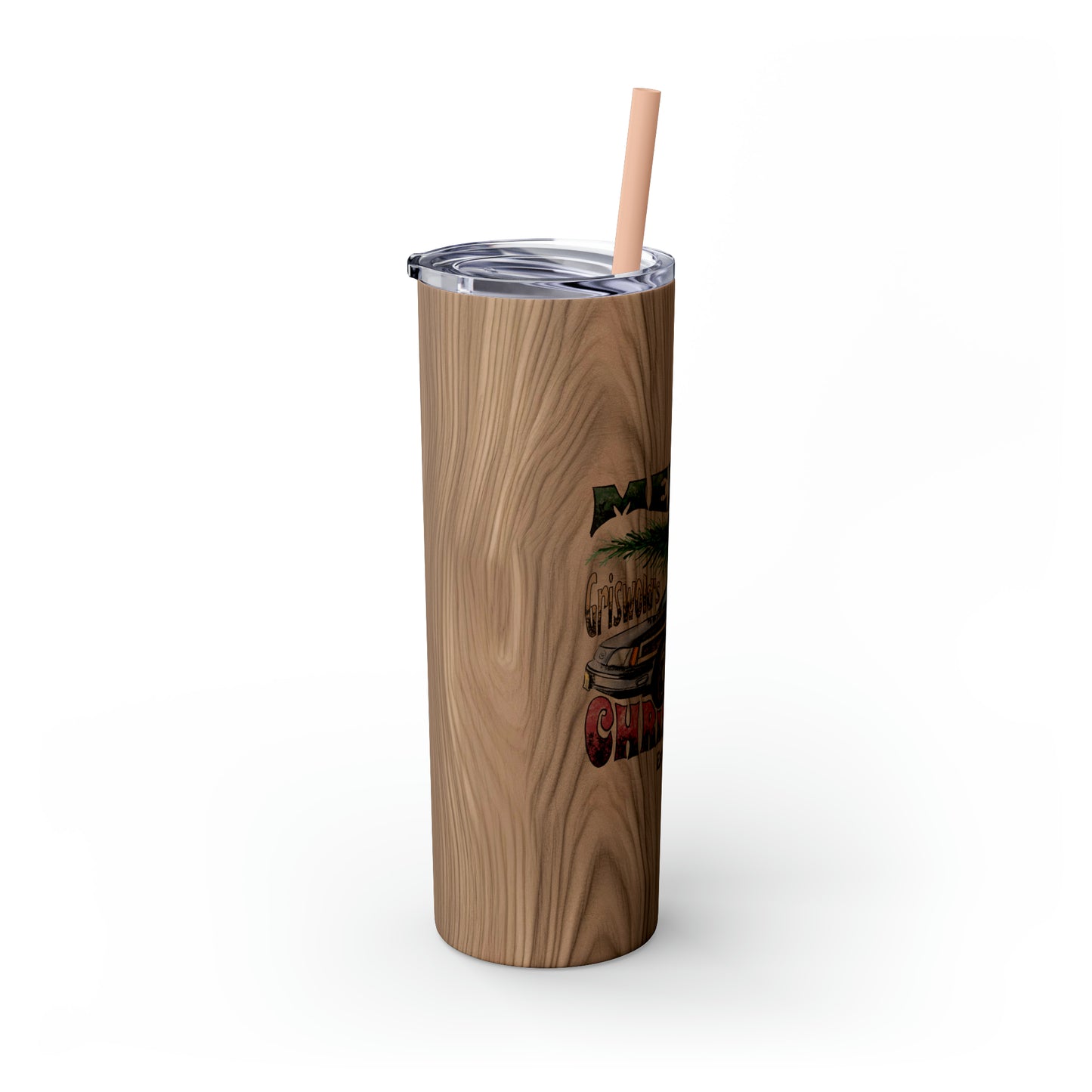 Distressed Merry Griswold's Christmas Tree Station Wagon Skinny Tumbler with Pick your Color Straw, 20oz