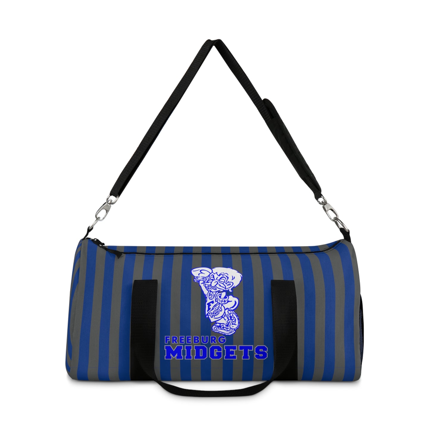 Freeburg Midgets Blue and Gray Striped Duffel Bag
