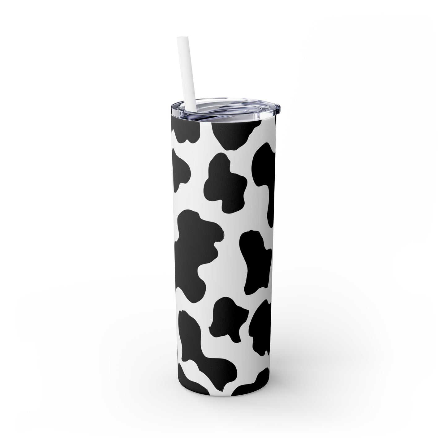 Country Cow Print Skinny Tumbler with Straw, 20oz