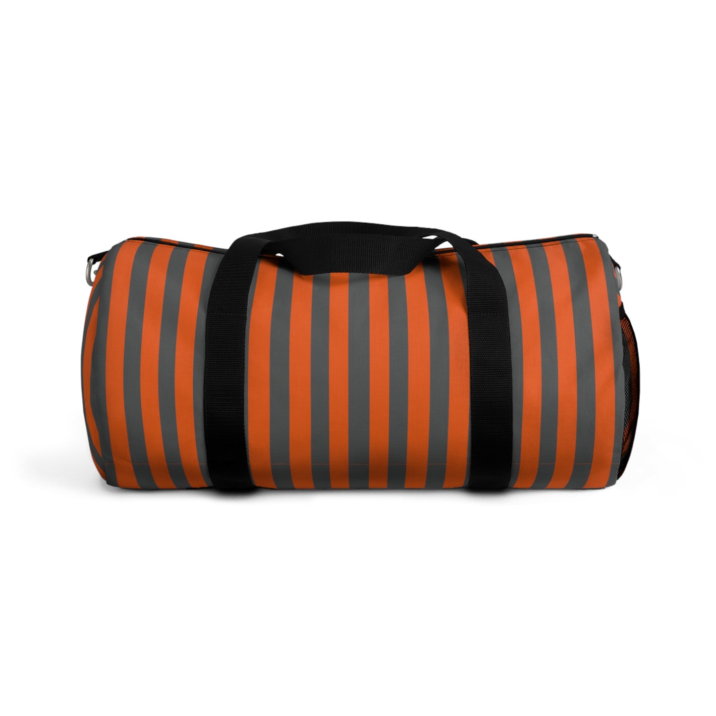 Orange and Gray Striped Duffel Bag