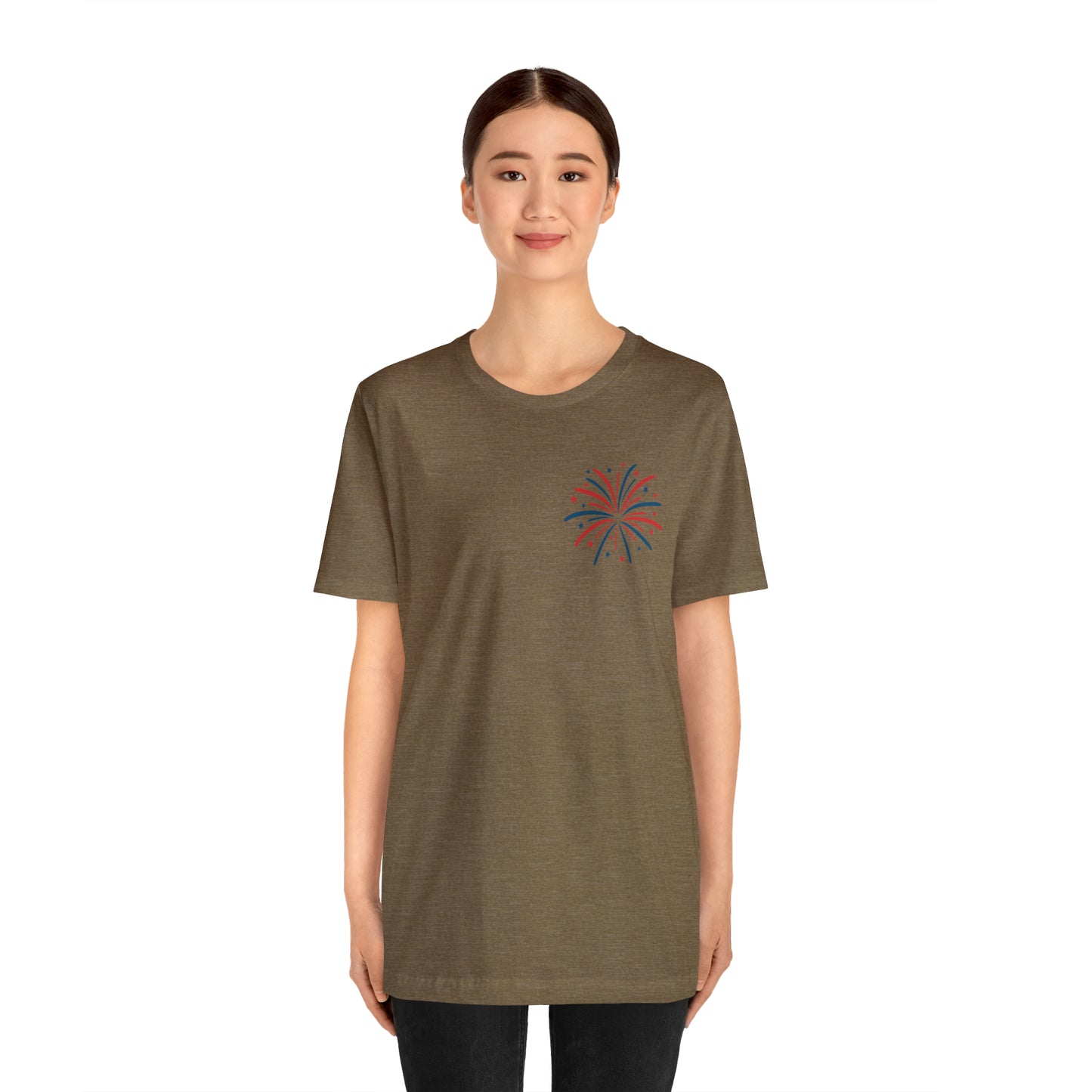 "Land of the Free Because of the Brave" Unisex Jersey Short Sleeve Tee (Front and Back Design)