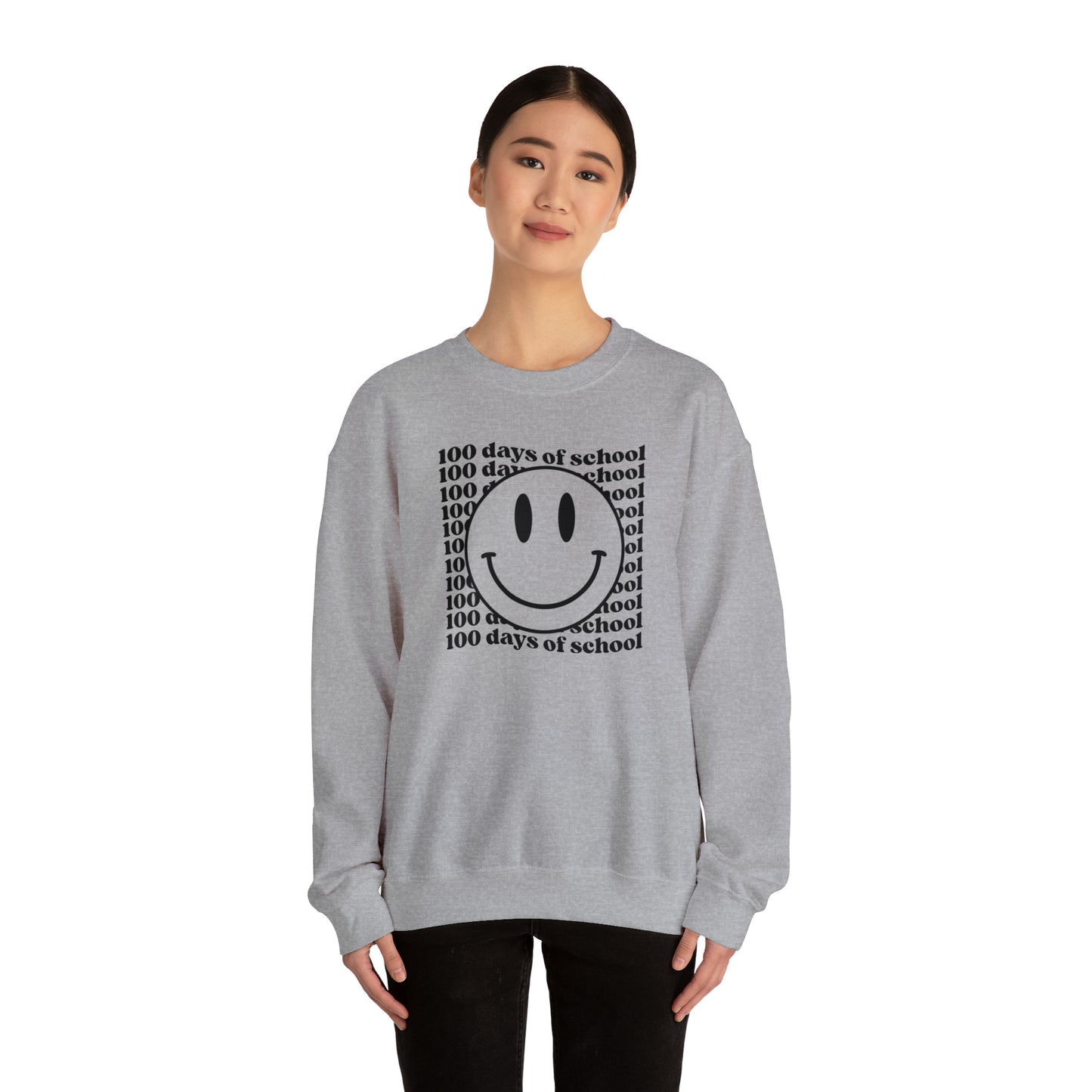 100 Days of School Smiley Face Heavyweight Crewneck Sweatshirt
