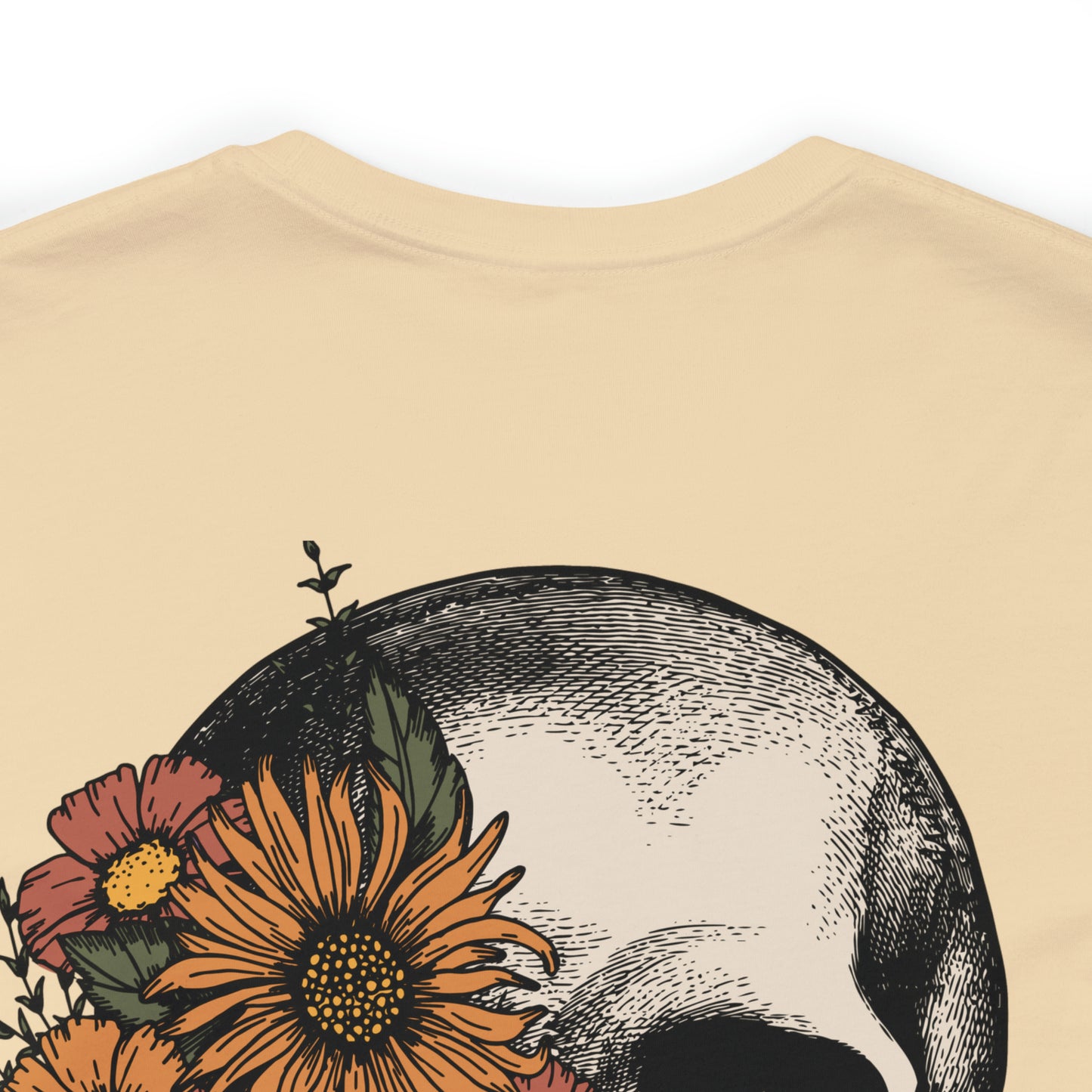 Floral Skeleton Head Front and Back Design T-Shirt