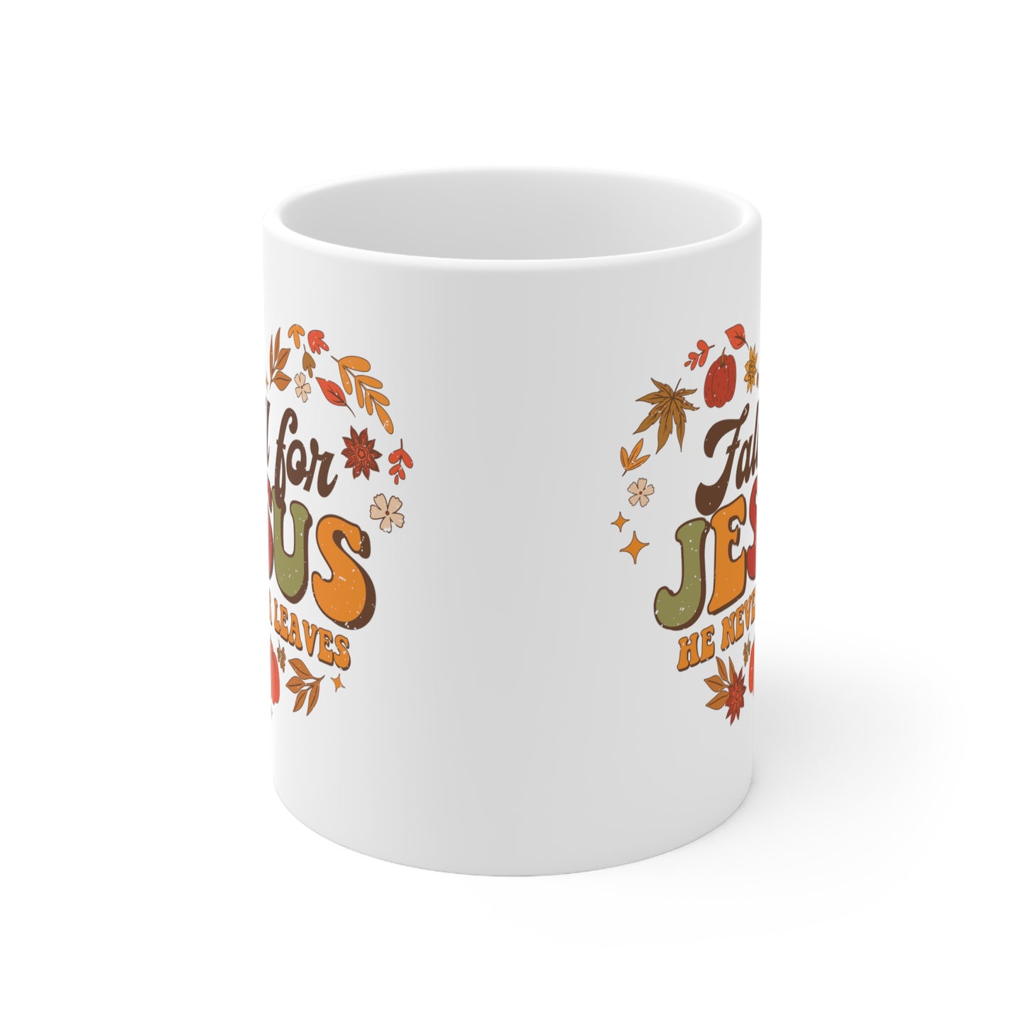 Fall for Jesus Heart Made of Leaves Ceramic Mug 11oz