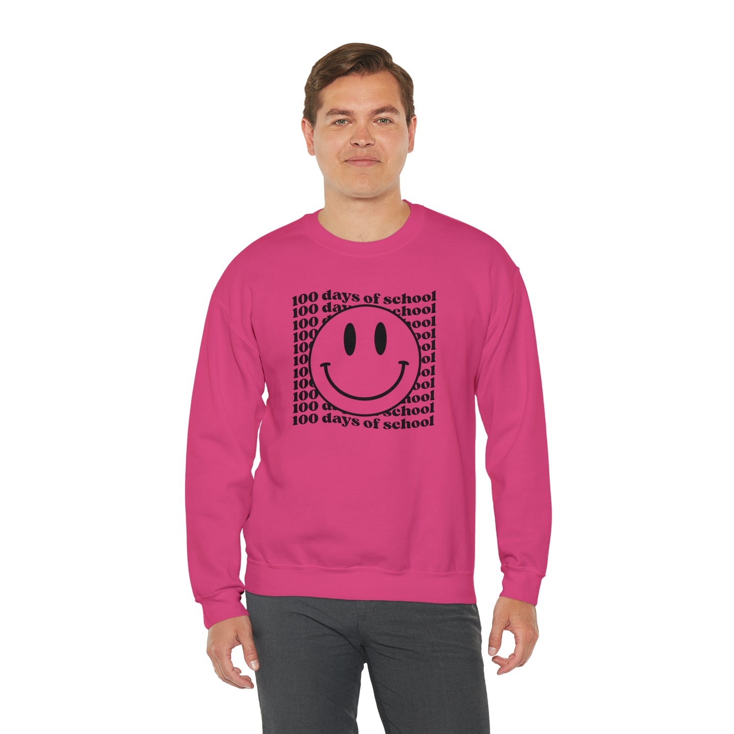 100 Days of School Smiley Face Heavyweight Crewneck Sweatshirt