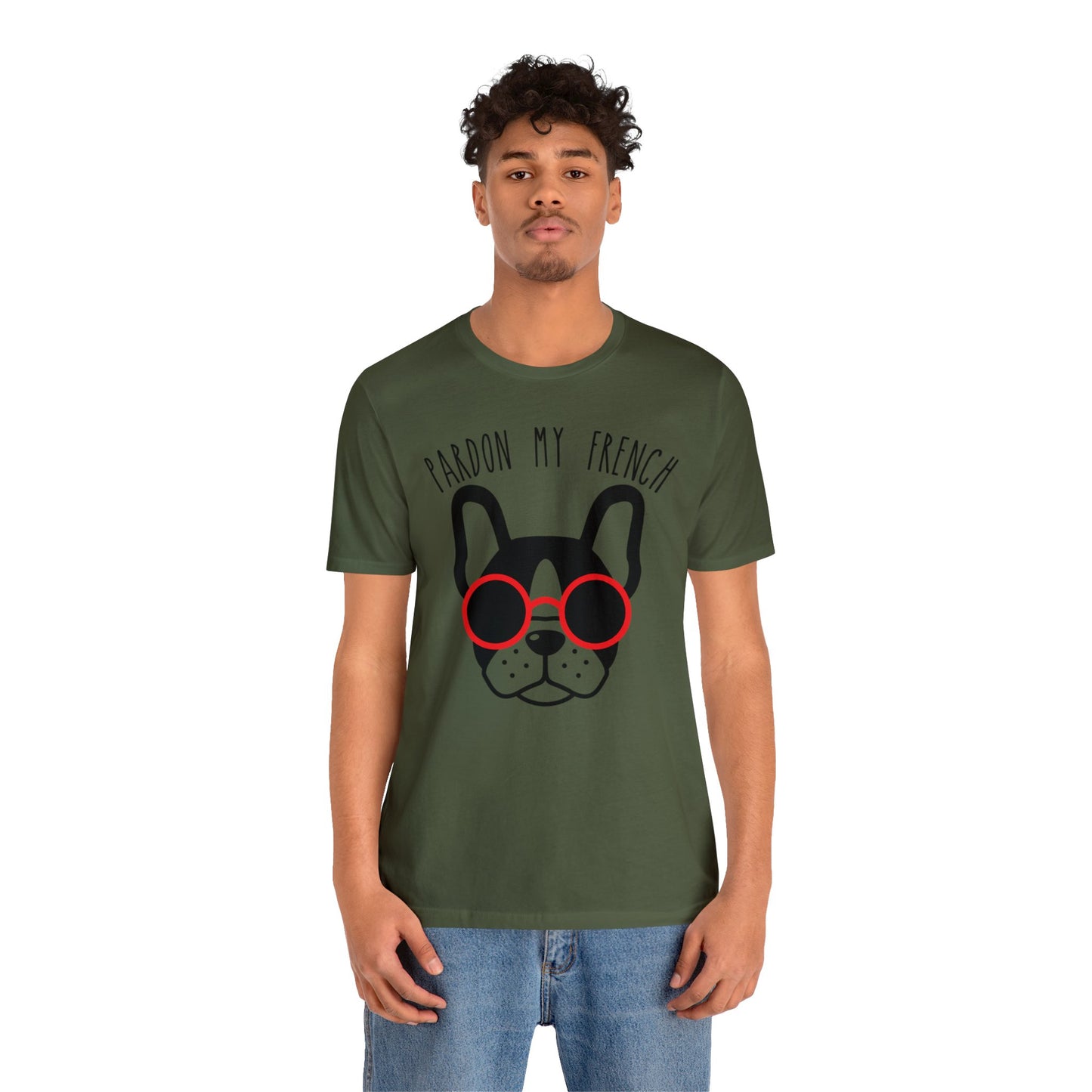 Pardon My Frenchie Dog Bella Jersey Short Sleeve Tee (Unisex)
