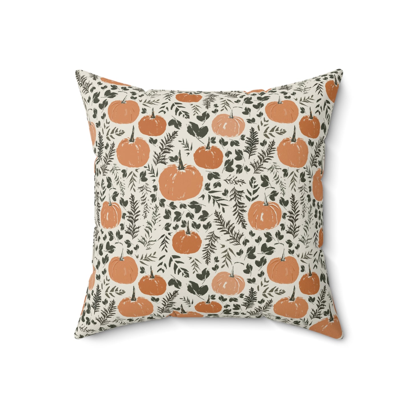 Pumpkin Patch Cream Fall/ Halloween Spun Polyester Square Pillow