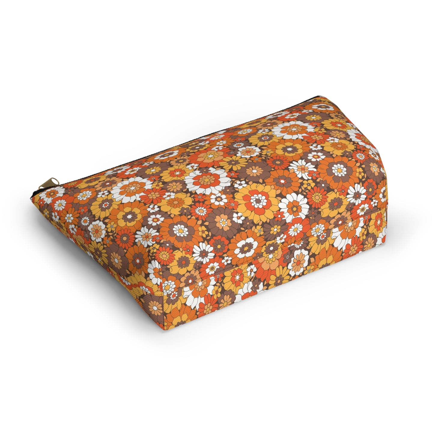 Rustic Retro Floral Print Design  Accessory Pouch w T-bottom