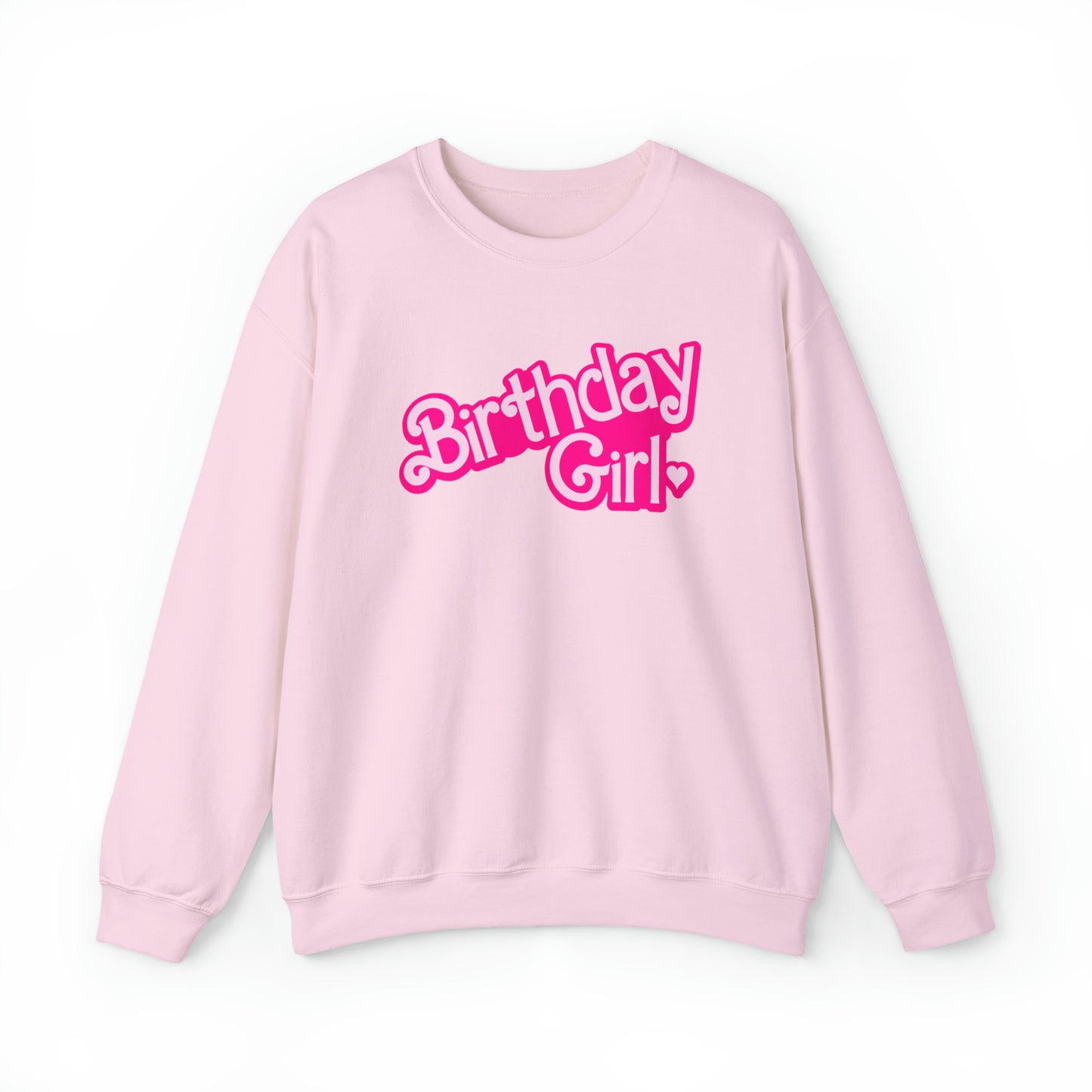 Birthday Girl with Hot Pink Barbie Font Heavy Blend™ Crewneck Sweatshirt