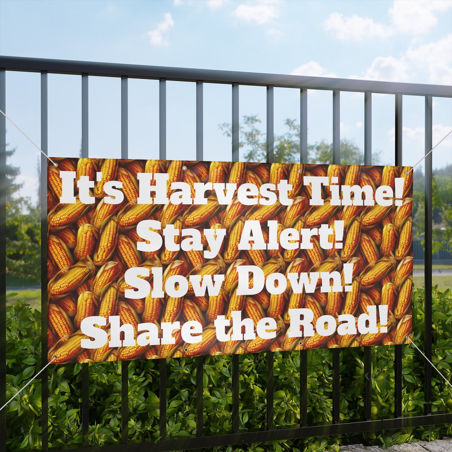 It's Harvest Time- Stay Alert- Slow Down- Share the Road Farming Matte Banner