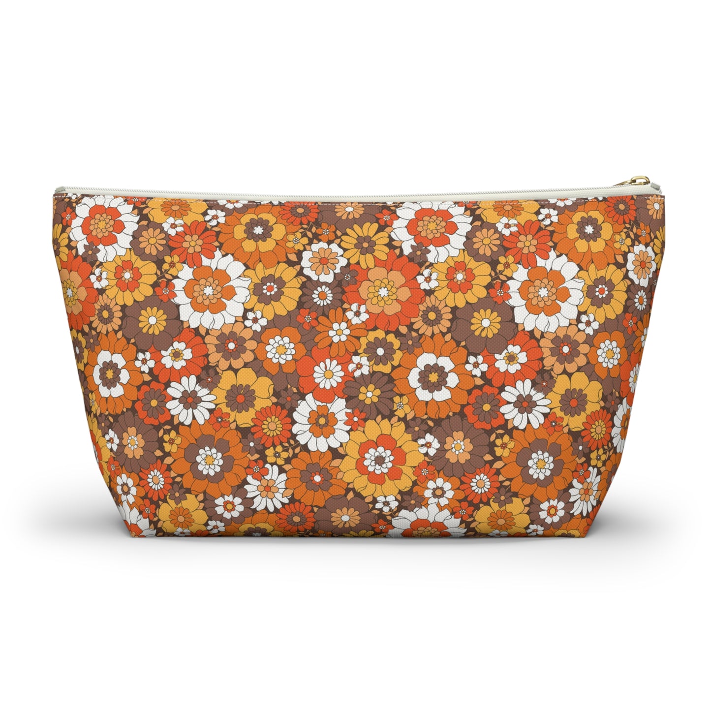 Rustic Retro Floral Print Design  Accessory Pouch w T-bottom