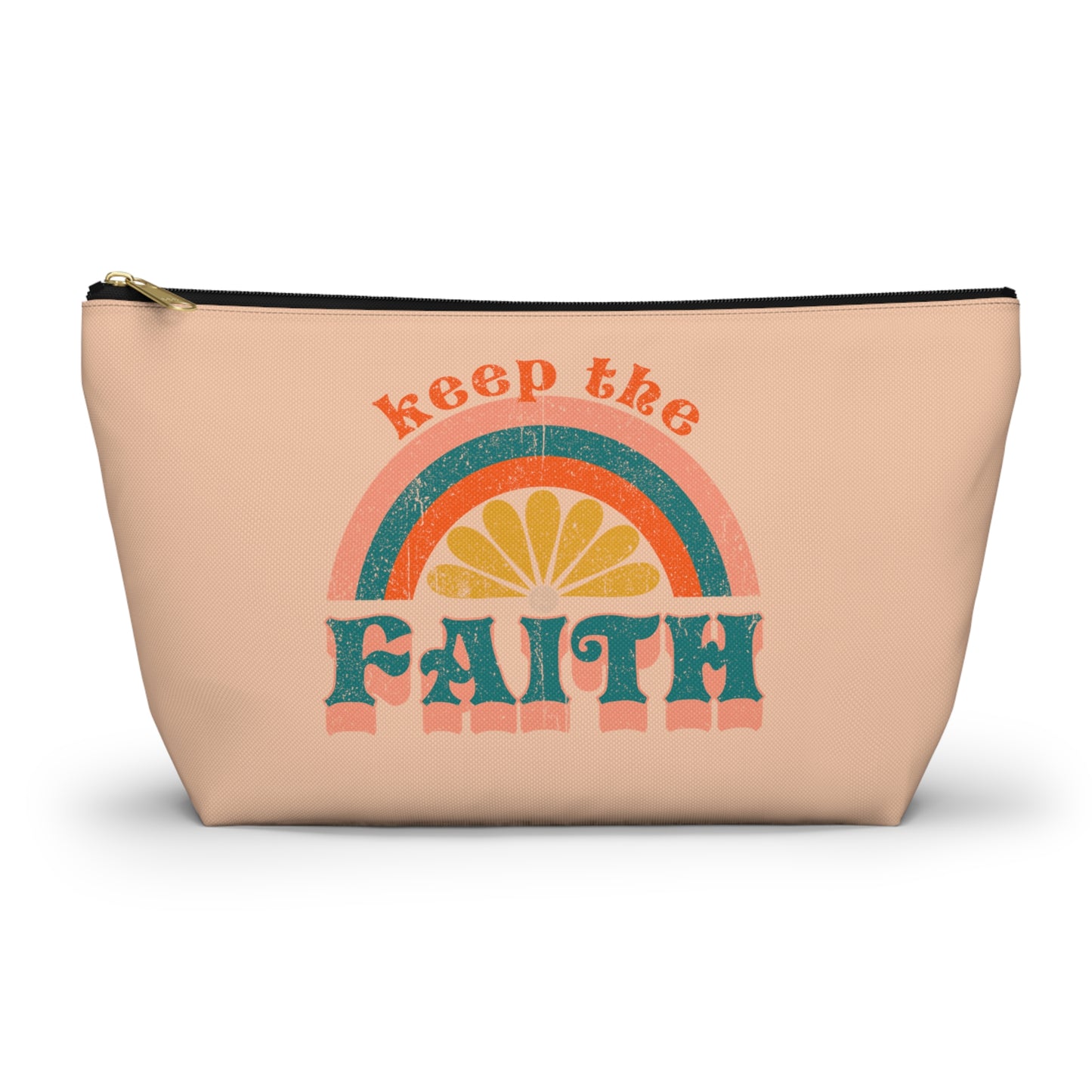 Christian Keep the Faith Print Design Accessory Pouch w T-bottom