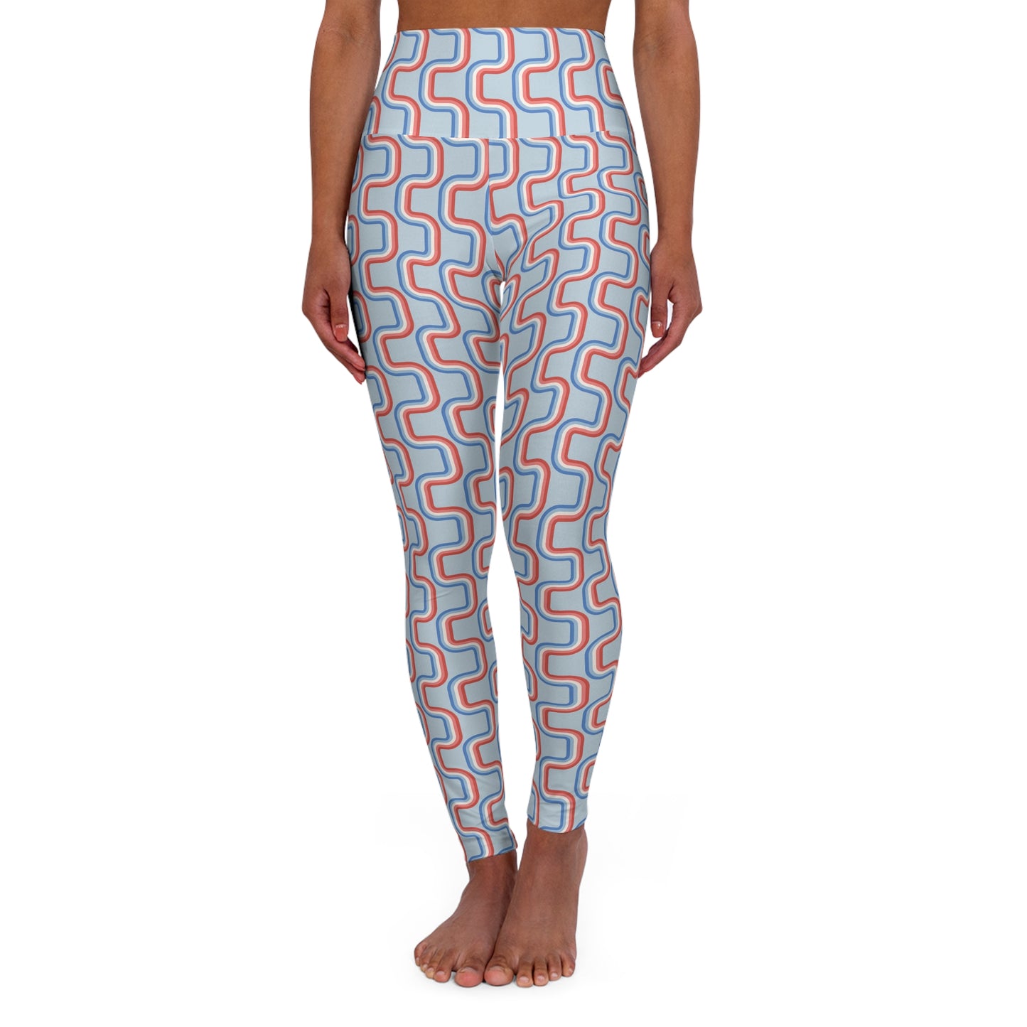 Retro 4th of July Lines High Waisted White Yoga Leggings
