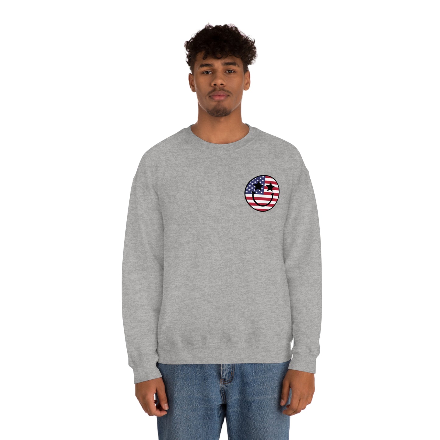 "Jesus Christ and Stars and Stripes" (Front & Back Design) - Unisex Heavy Blend™ Crewneck Sweatshirt