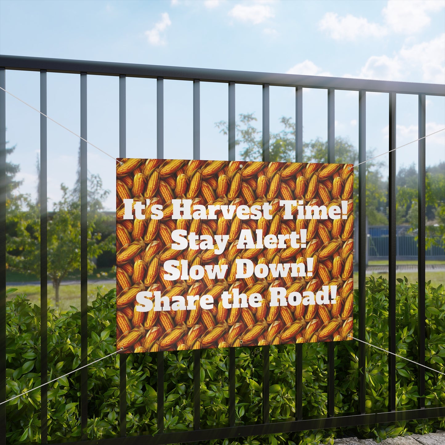 It's Harvest Time- Stay Alert- Slow Down- Share the Road Farming Matte Banner