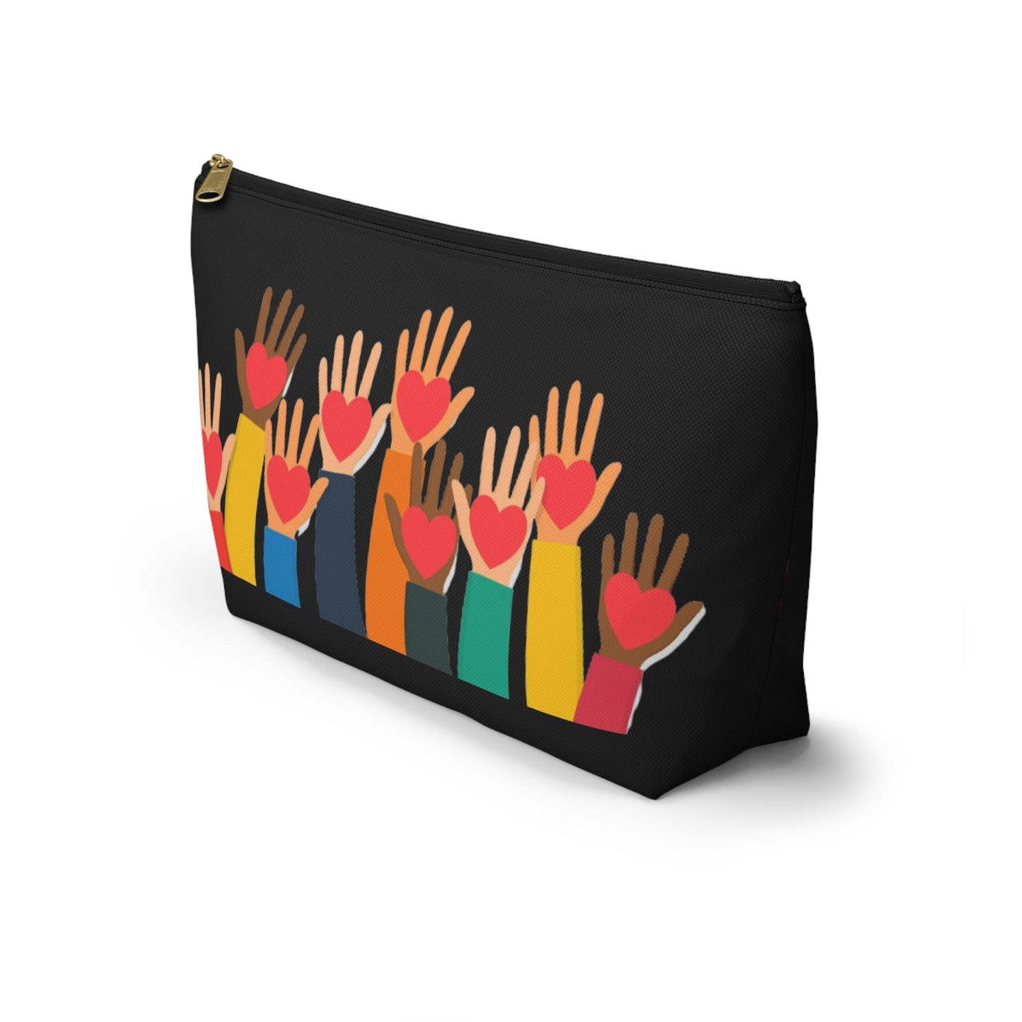 Hearts Hands and Love Print Design Accessory Pouch w T-bottom