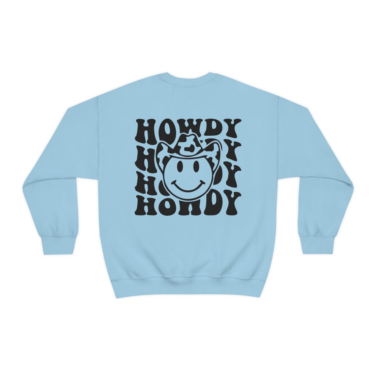 "Smiley Face HOWDY" (Front and Back Design) - Unisex Heavy Blend™ Crewneck Sweatshirt