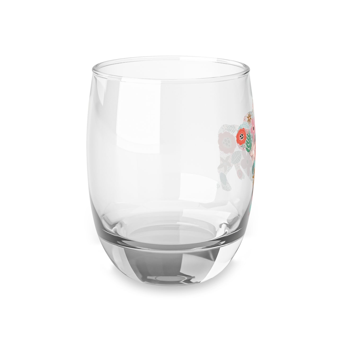 Floral Frenchie Dog Whiskey Glass