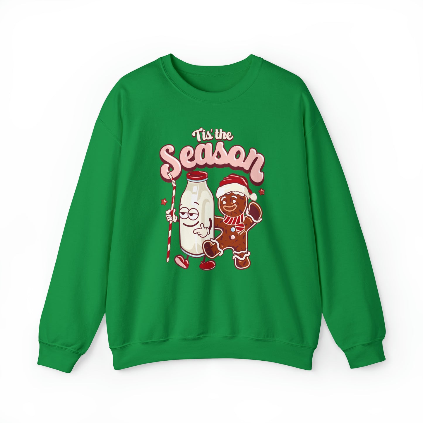 'Tis the Season Gingerbread and Milk Christmas Unisex Heavy Blend™ Crewneck Sweatshirt