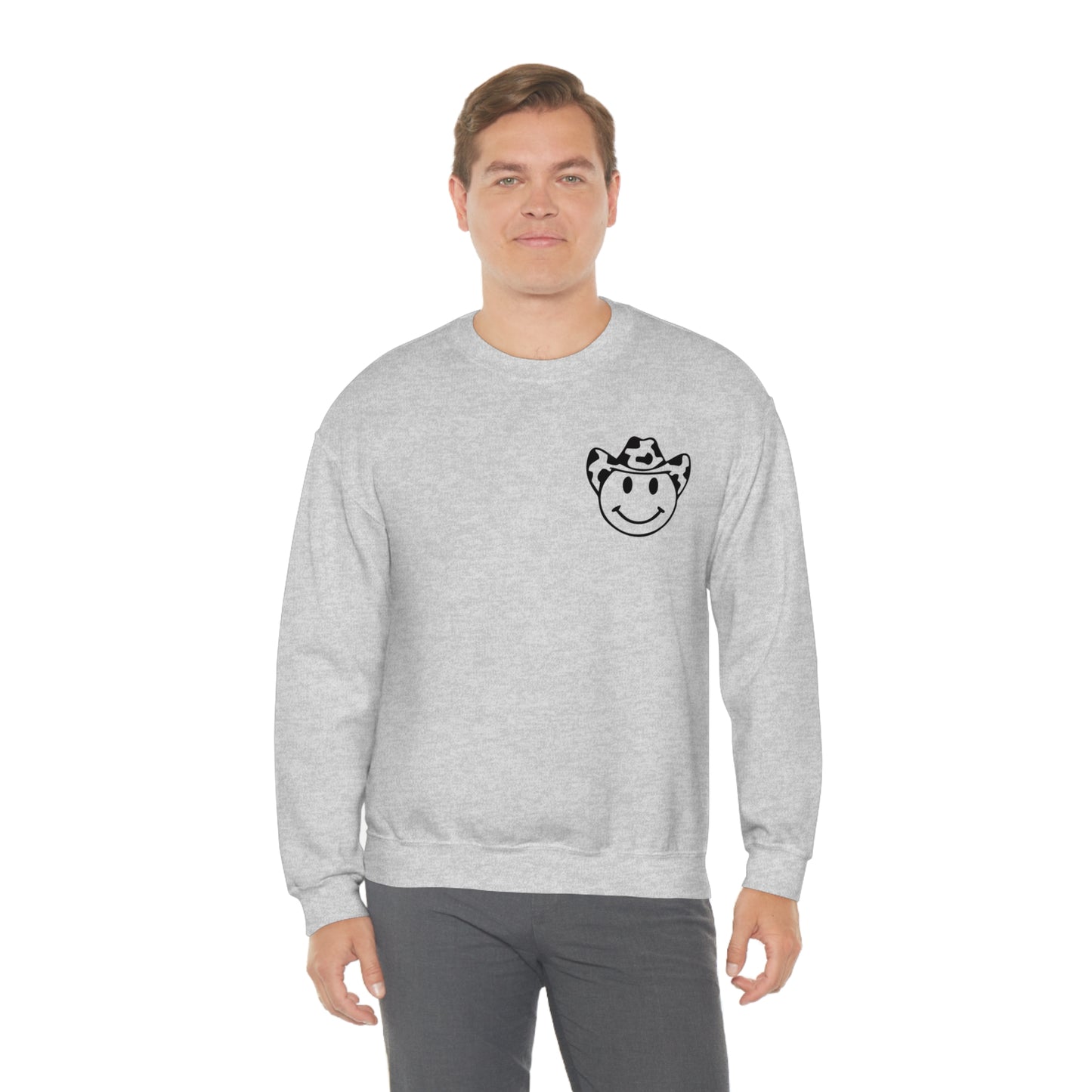 "Smiley Face HOWDY" (Front and Back Design) - Unisex Heavy Blend™ Crewneck Sweatshirt