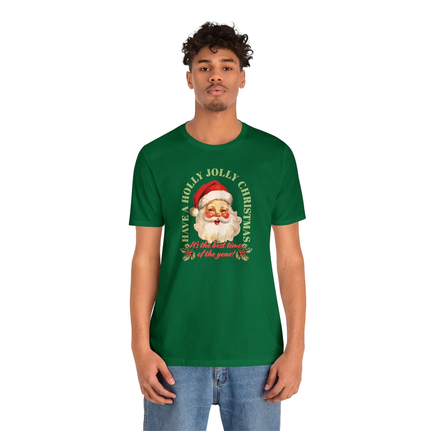Have a Holly Jolly Christmas Arched Classic Santa Bella Jersey Short Sleeve Tee (Unisex)