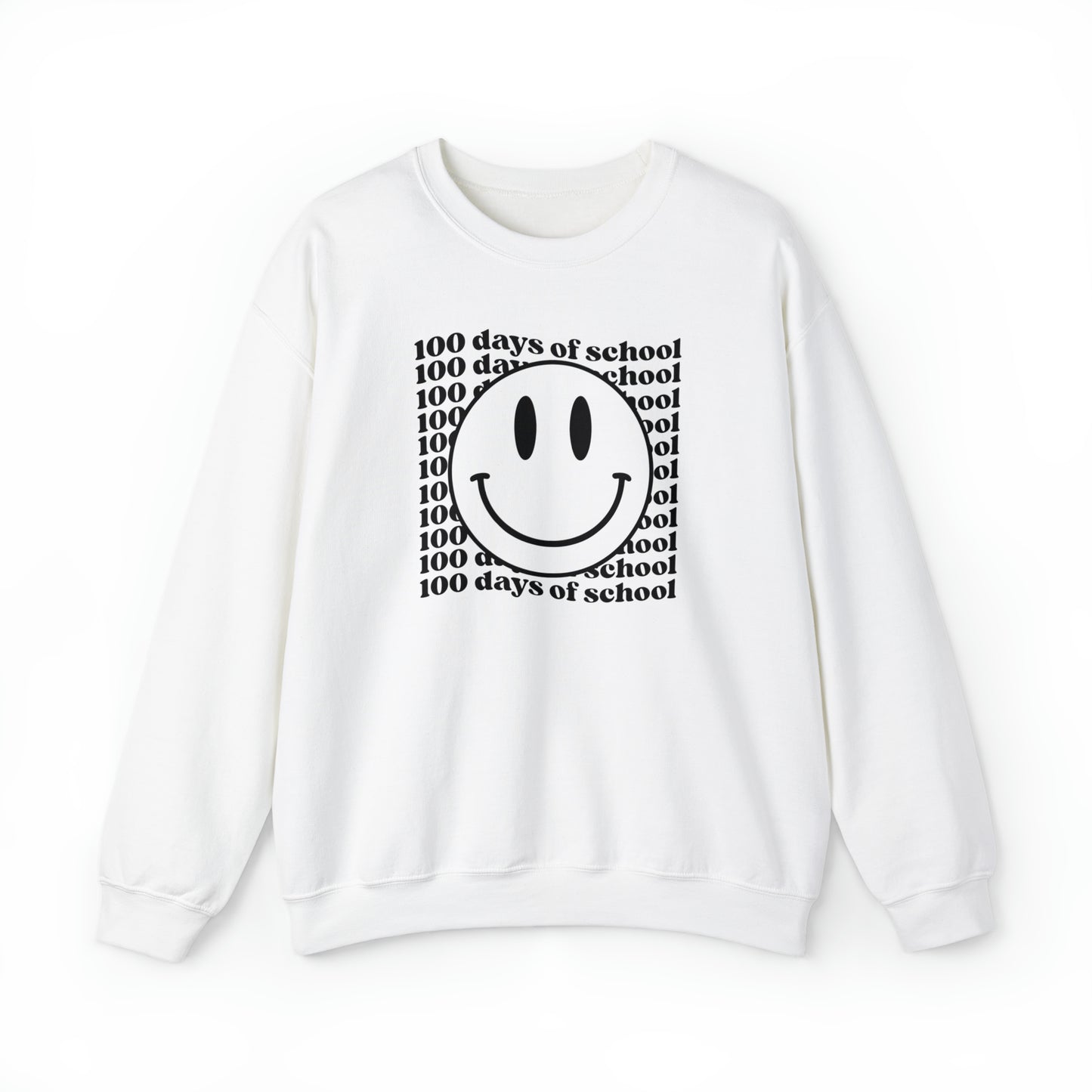 100 Days of School Smiley Face Heavyweight Crewneck Sweatshirt