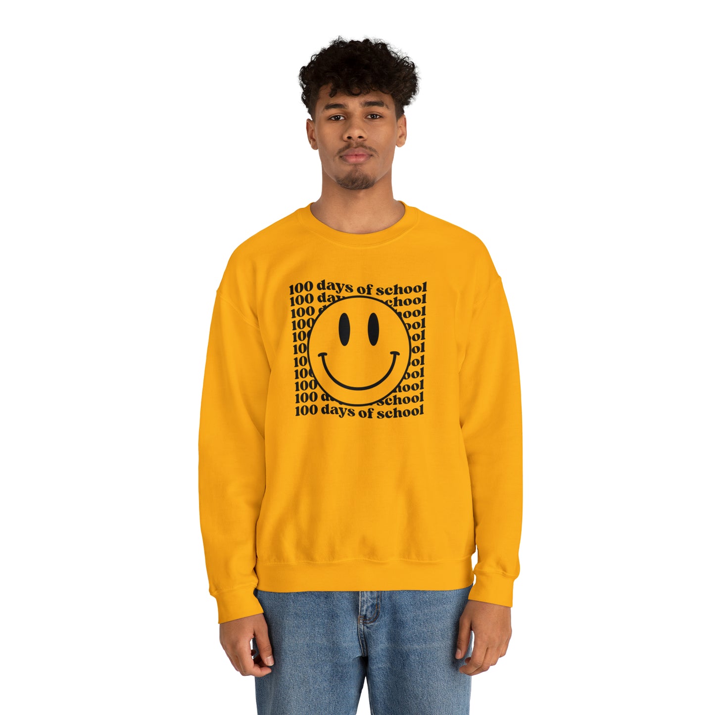 100 Days of School Smiley Face Heavyweight Crewneck Sweatshirt