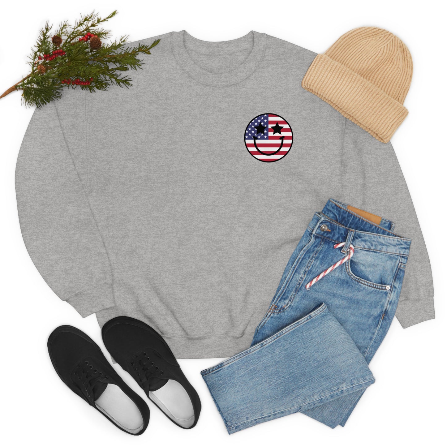 "Jesus Christ and Stars and Stripes" (Front & Back Design) - Unisex Heavy Blend™ Crewneck Sweatshirt