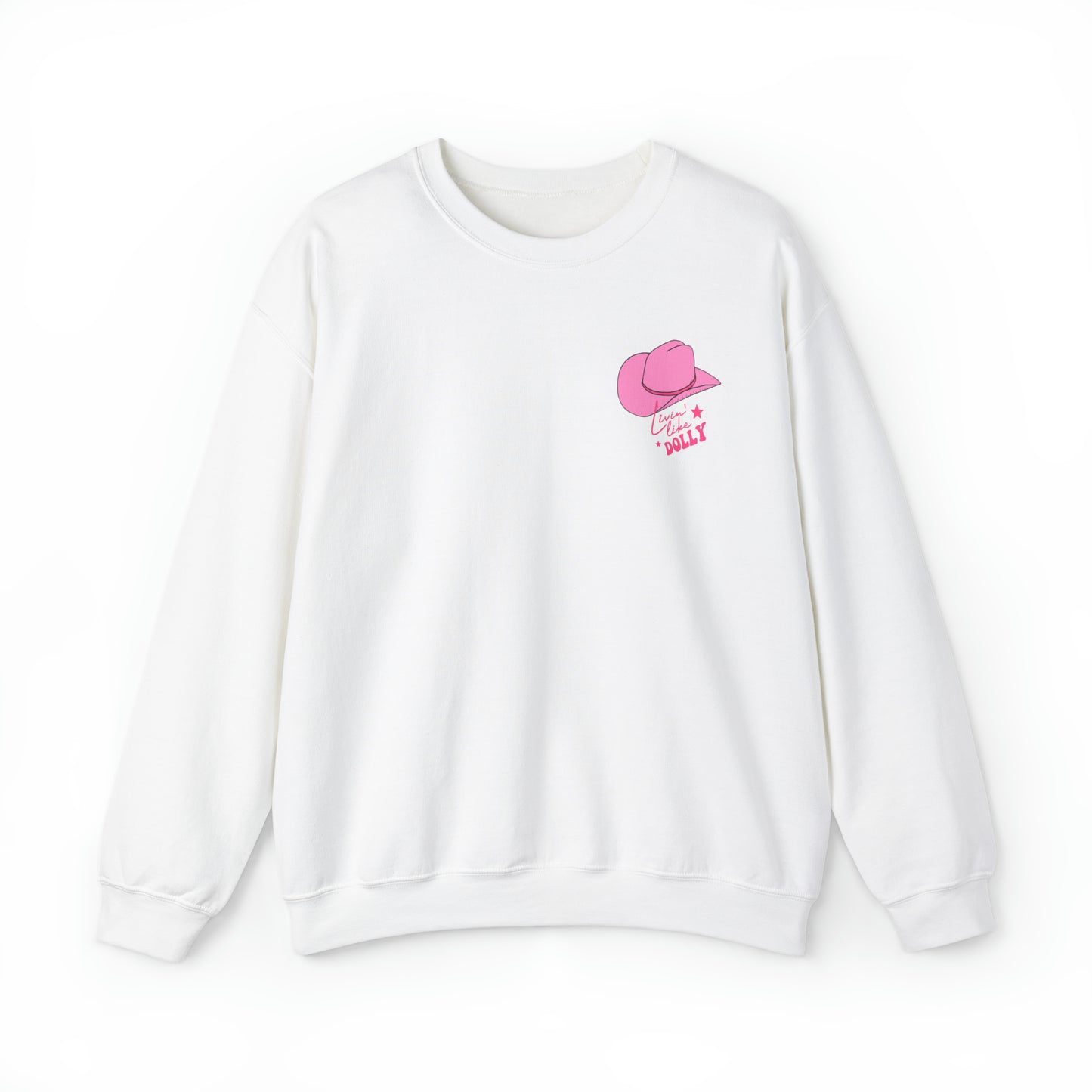 "Living Like Dolly/ What Would Dolly do?" (Front & Back Design) - Unisex Heavy Blend™ Crewneck Sweatshirt