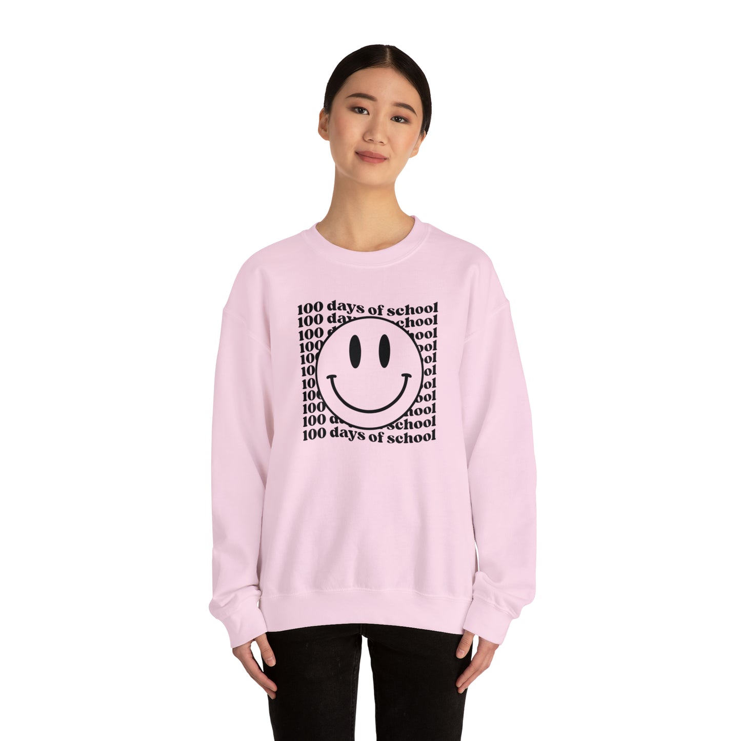 100 Days of School Smiley Face Heavyweight Crewneck Sweatshirt