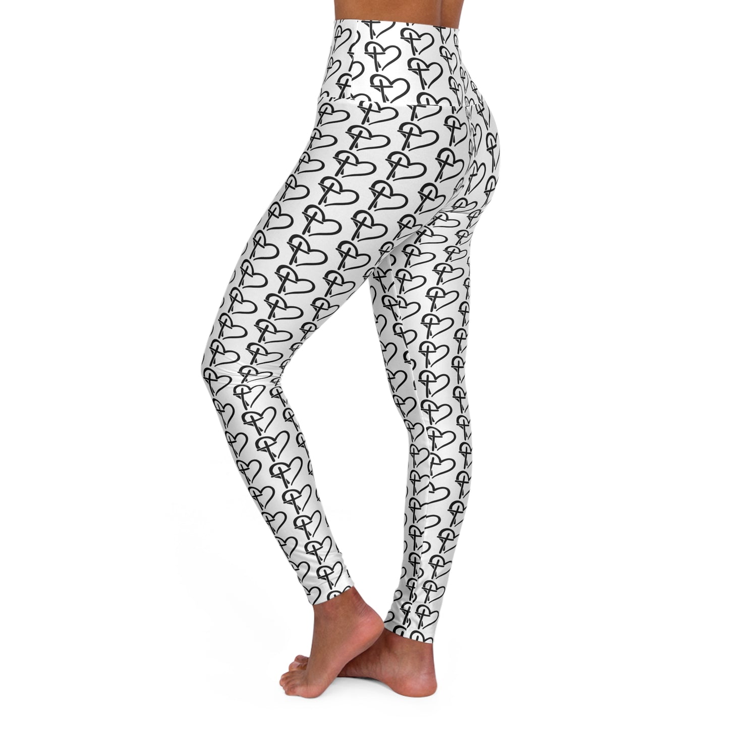 Cross and heart Patterned Christian and Faith High Waisted Yoga Leggings