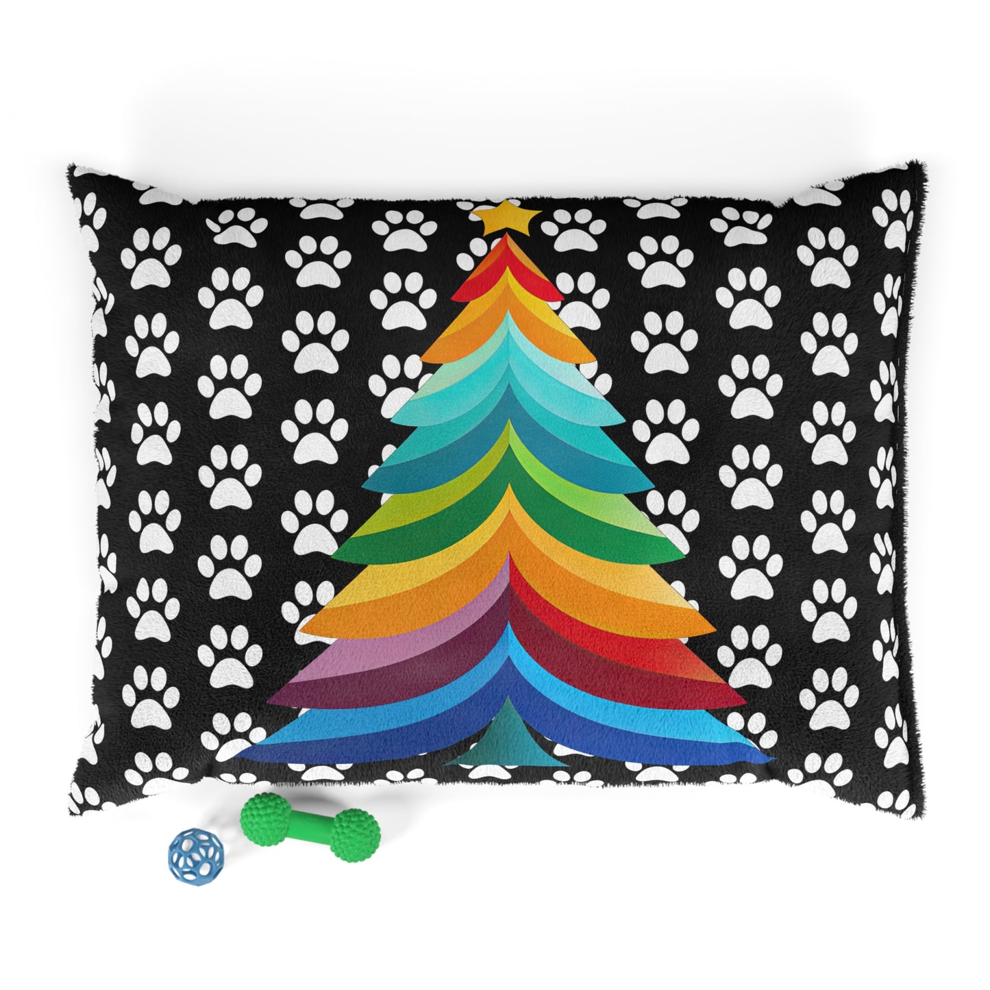 Layered Rainbow Tree Paw Print Pet Bed