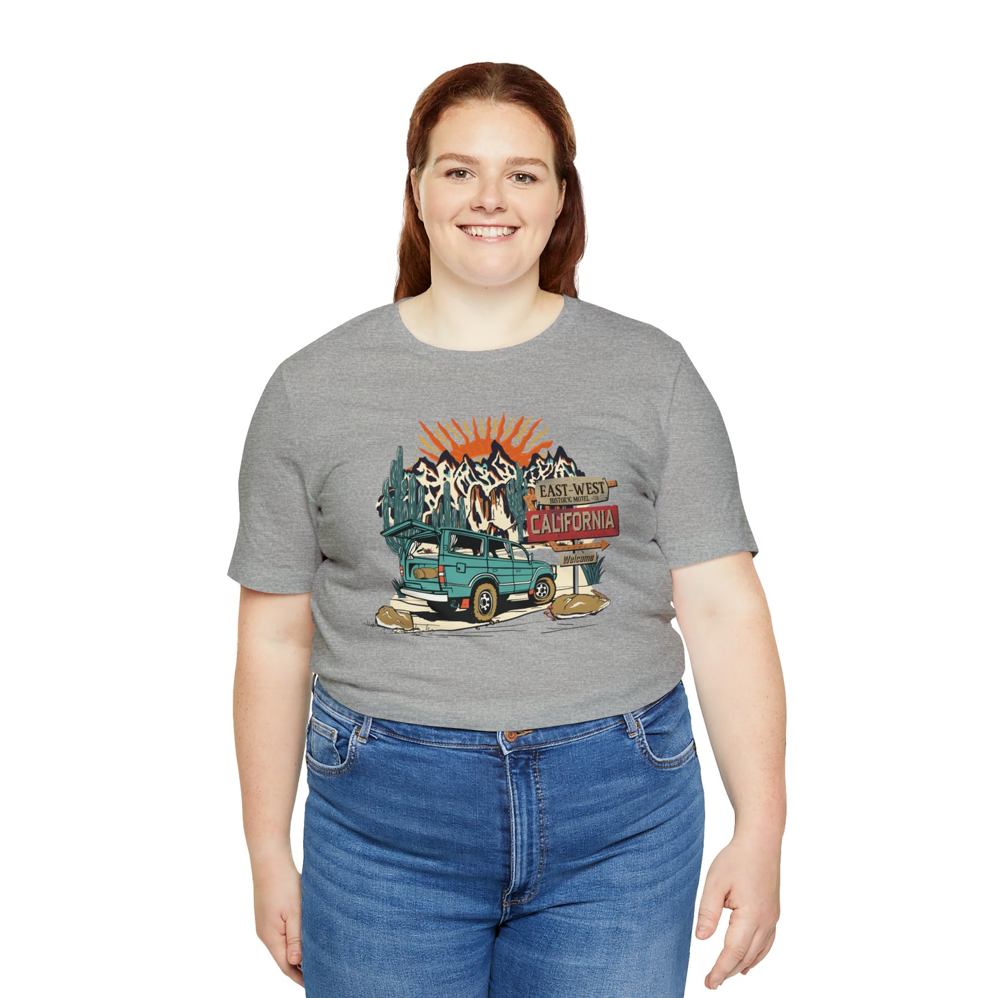 Vintage Mountain Scene with Bronco Unisex Jersey Short Sleeve Tee