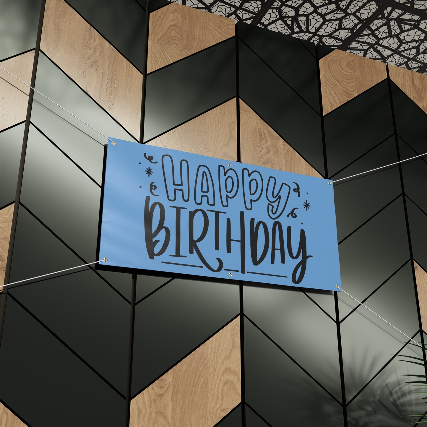 Happy Birthday Matte Banner - Light Blue