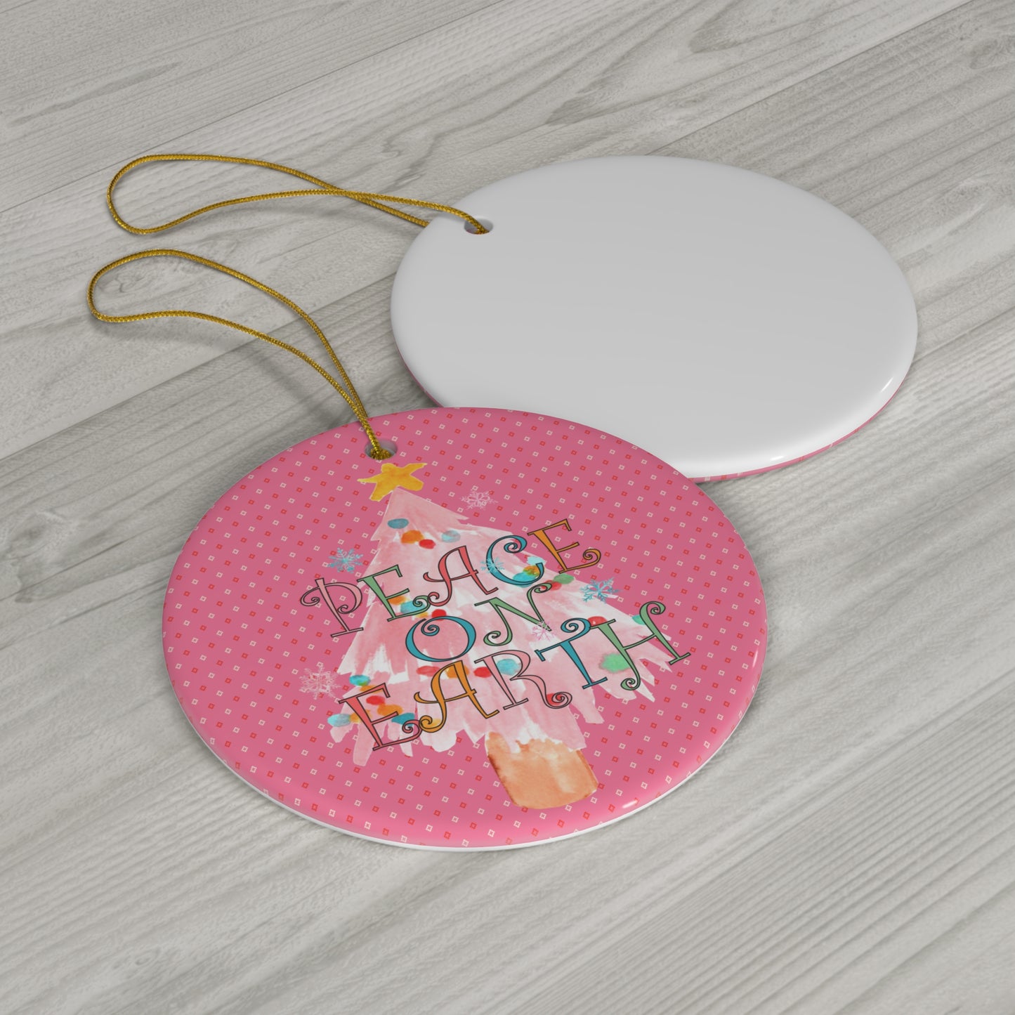 Peace on Earth Christmas Holiday Ceramic Ornament