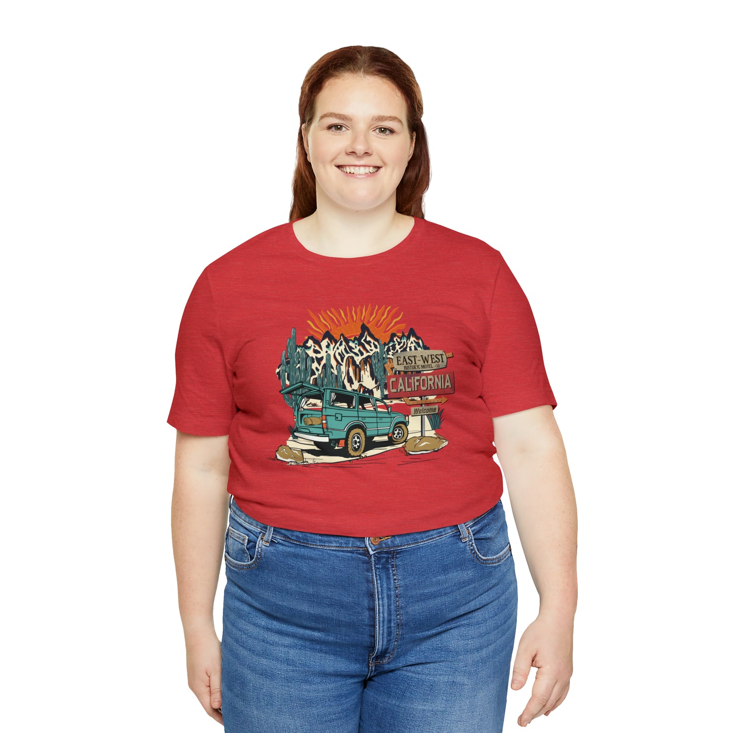 Vintage Mountain Scene with Bronco Unisex Jersey Short Sleeve Tee