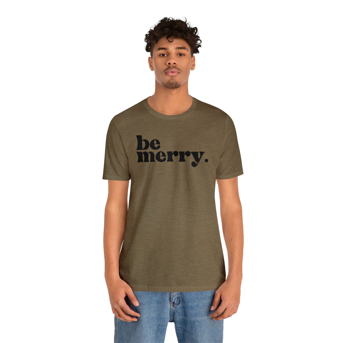 Be Merry Christmas/ Holiday Bella Jersey Short Sleeve Tee (Unisex)