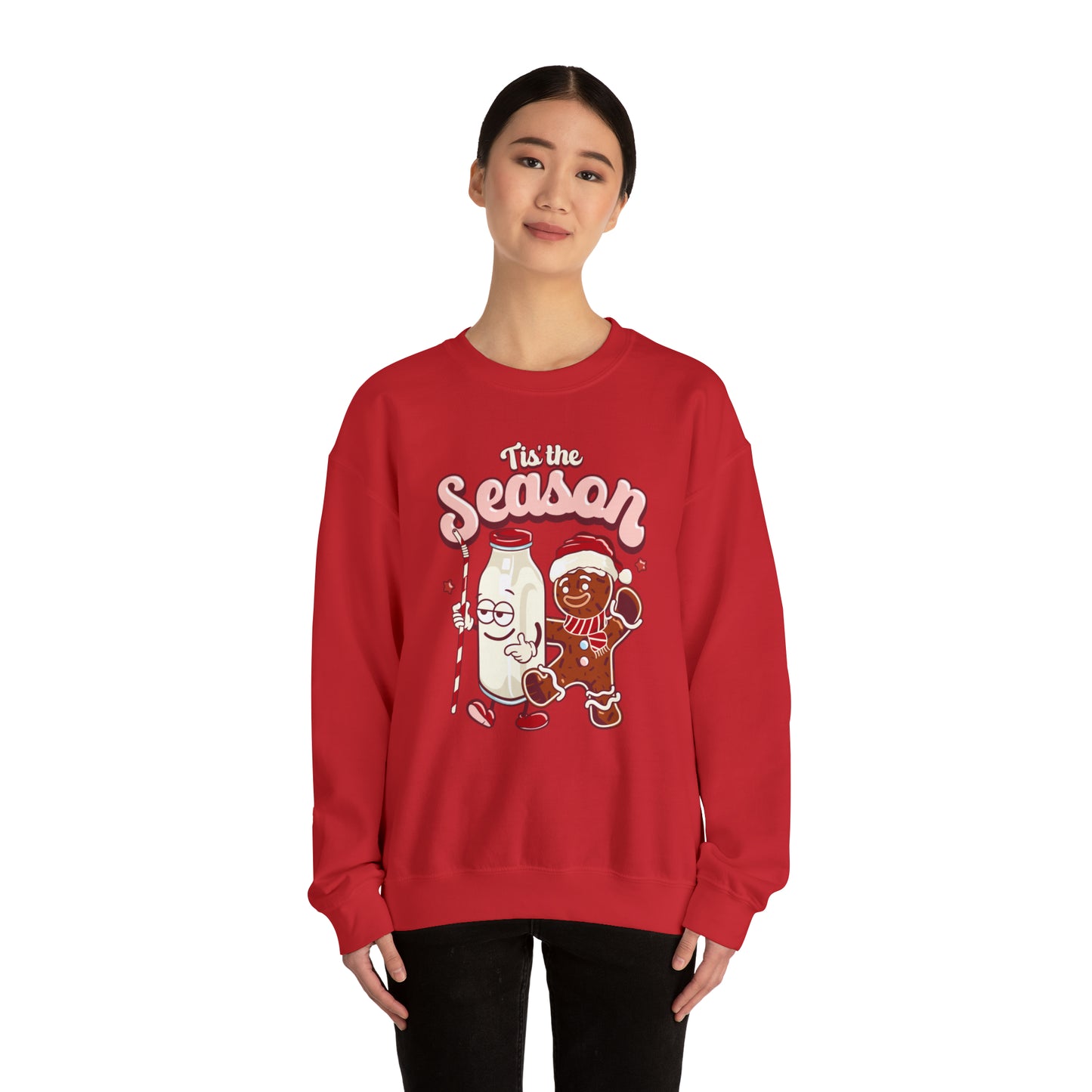 'Tis the Season Gingerbread and Milk Christmas Unisex Heavy Blend™ Crewneck Sweatshirt